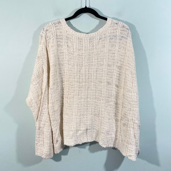 Eileen Fisher Women Cream Cable Knit Loose Fit Organic Cotton Sweater Size XL - Picture 8 of 8